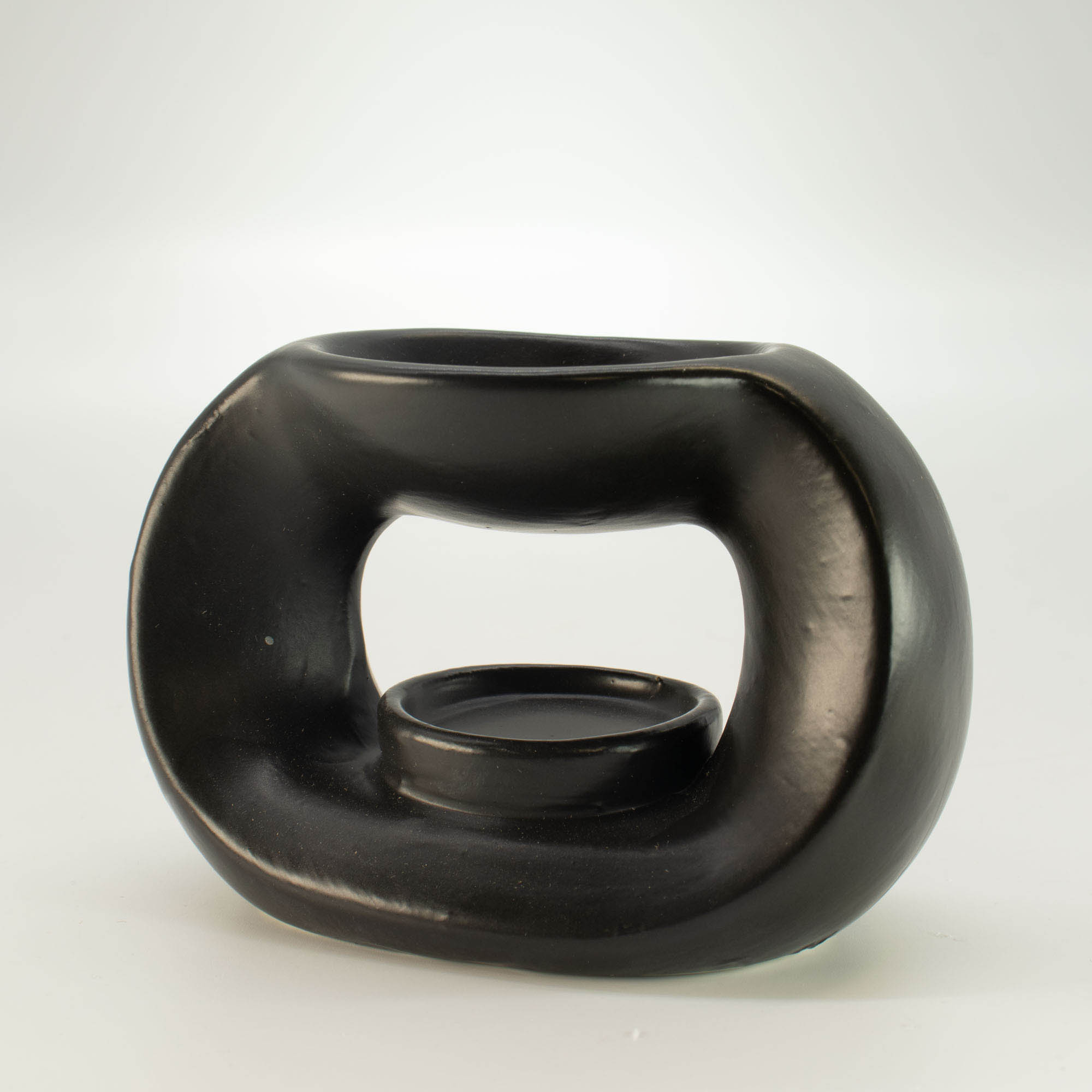 Matt Black Oval Pebble Zen Ceramic Oil Burner & Wax Melt Warmer2