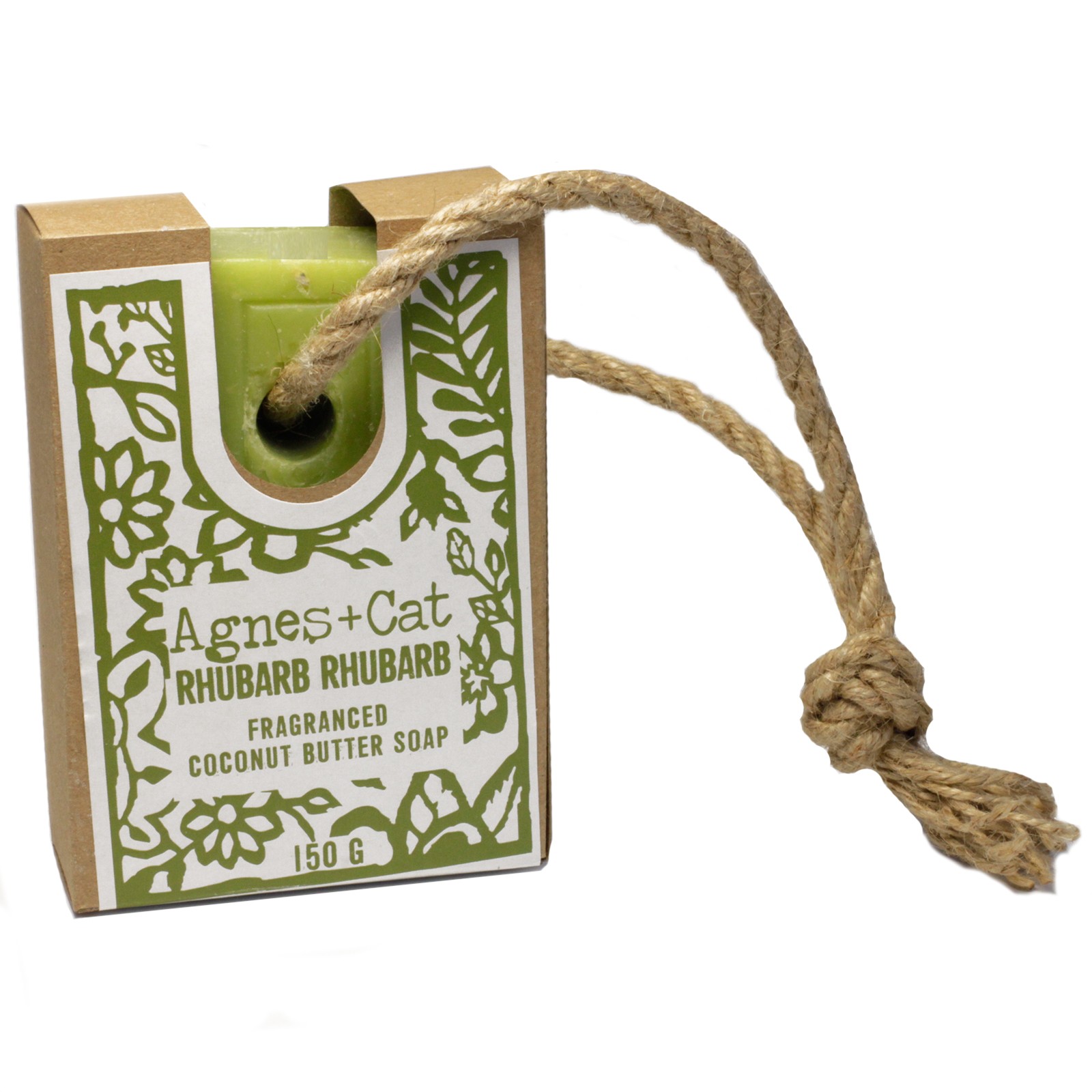 Agnes + Cat Fragranced Coconut Butter Soap on a Rope - Rhubarb Rhubarb2