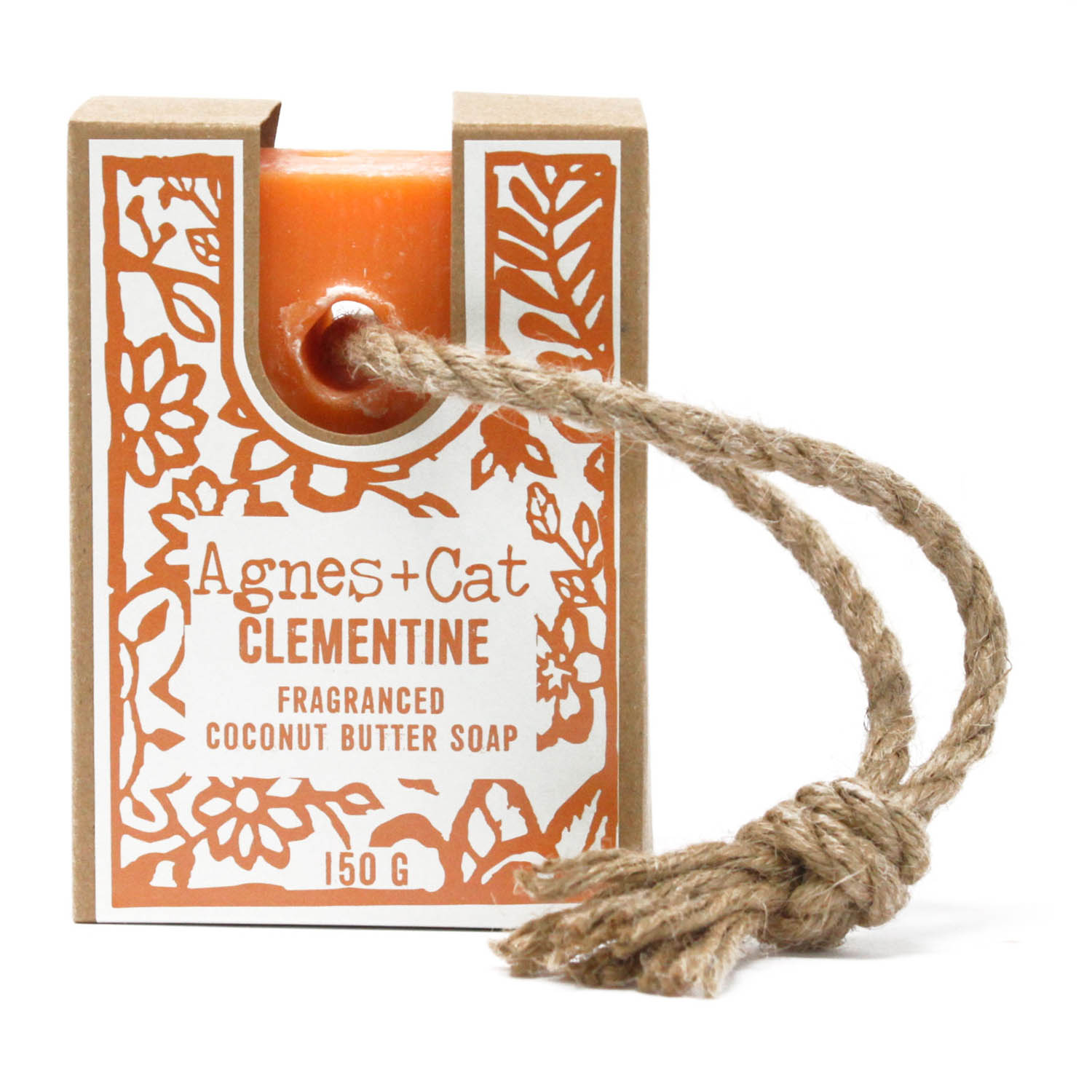 Agnes + Cat Fragranced Coconut Butter Soap on a Rope - Clementine