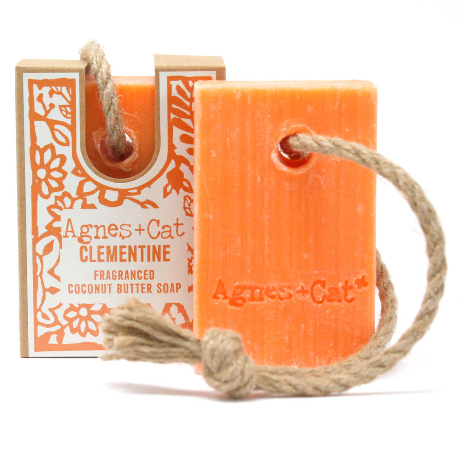 Agnes + Cat Fragranced Coconut Butter Soap on a Rope - Clementine2