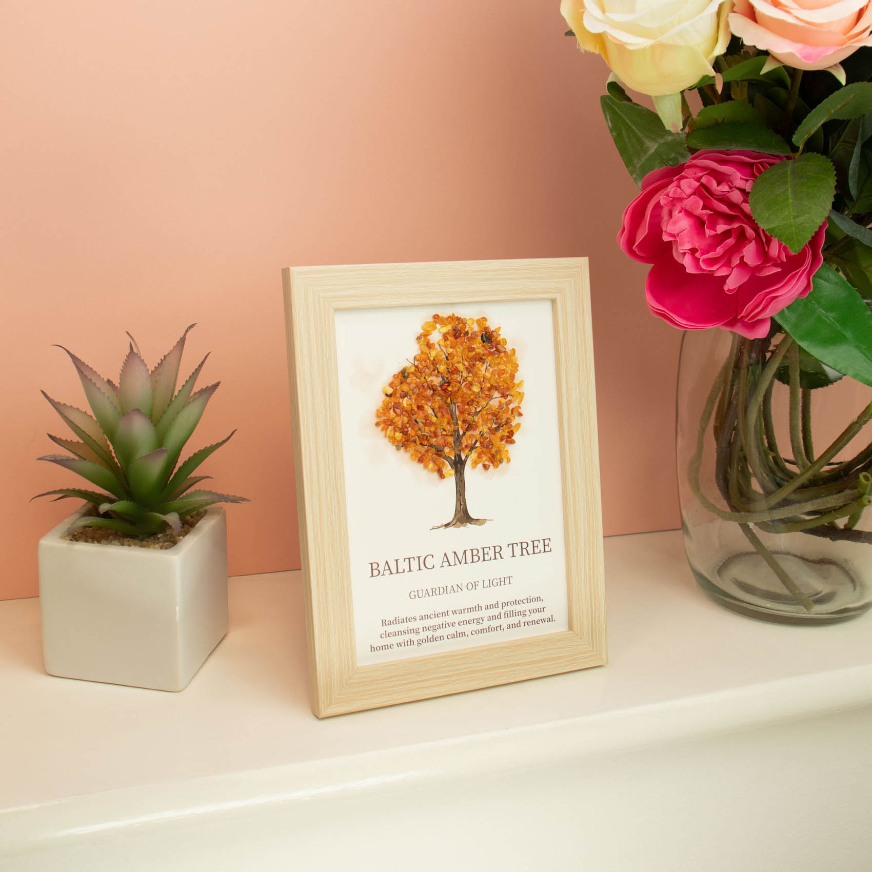 Framed Baltic Amber Tree of Life Gemstone Picture2