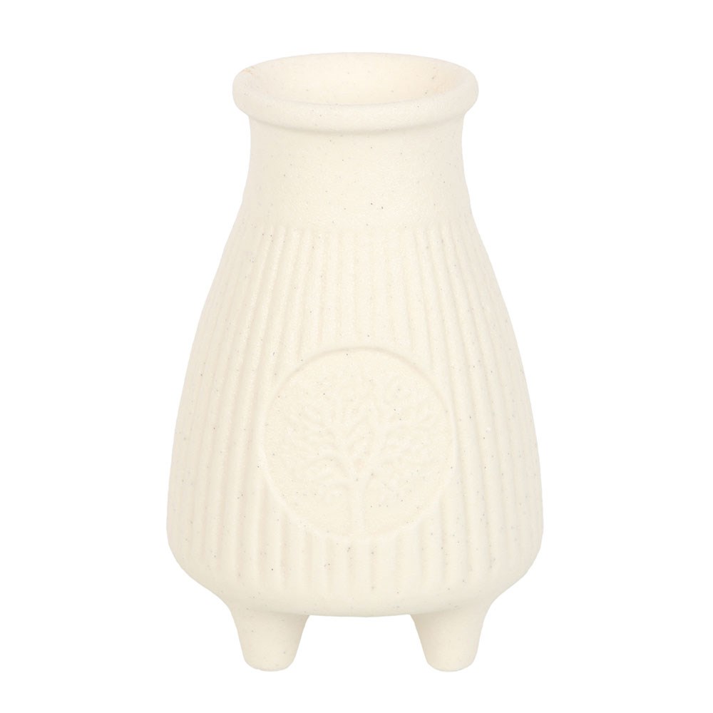 Cream Ribbed Ceramic Palo Santo Brick Burner
