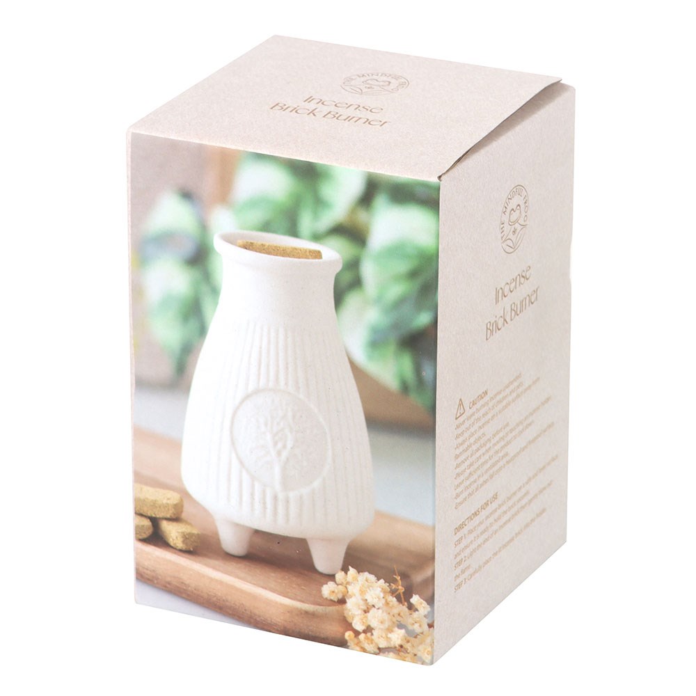 Cream Ribbed Ceramic Palo Santo Brick Burner4