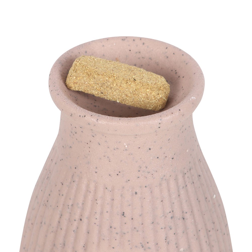 Blush Pink Ribbed Ceramic Palo Santo Brick Burner1
