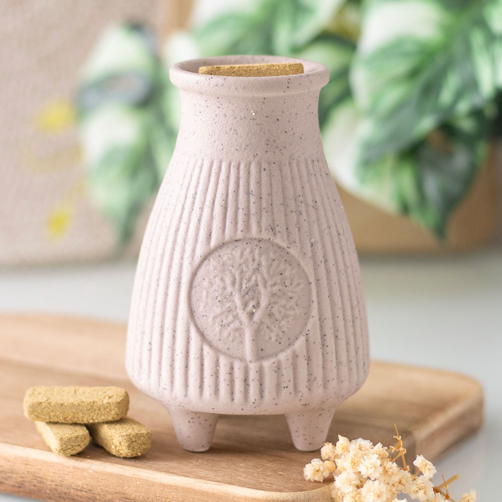 Blush Pink Ribbed Ceramic Palo Santo Brick Burner3