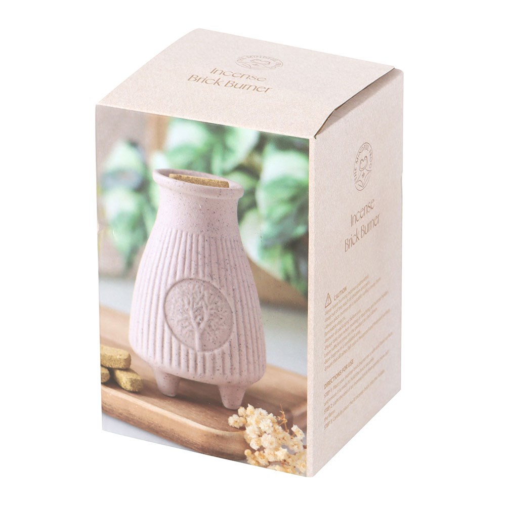 Blush Pink Ribbed Ceramic Palo Santo Brick Burner4