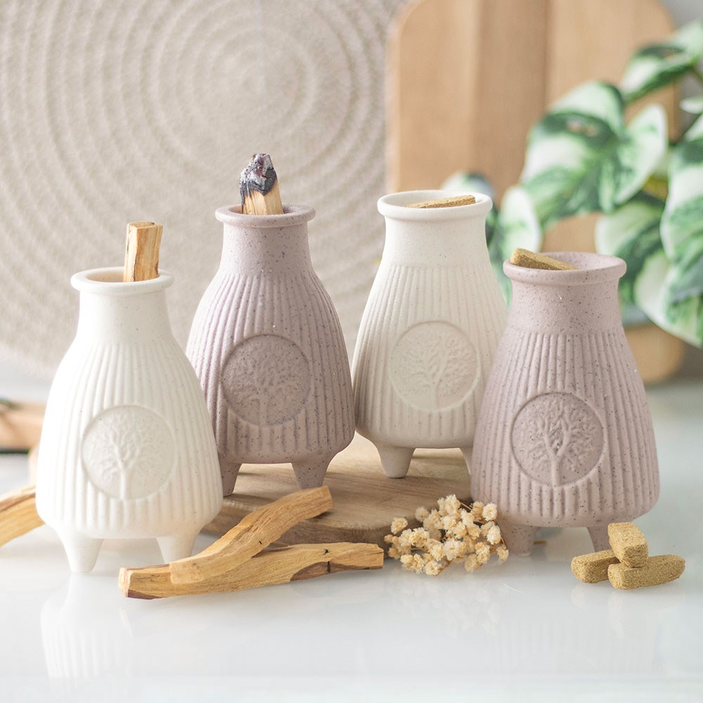 Blush Pink Ribbed Ceramic Palo Santo Brick Burner5