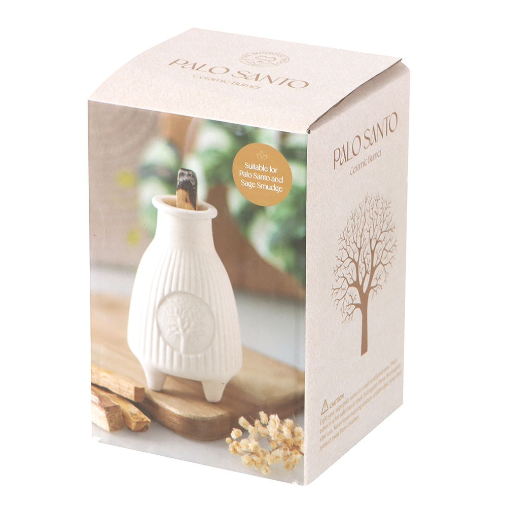 Cream Ribbed Ceramic Palo Santo Burner3