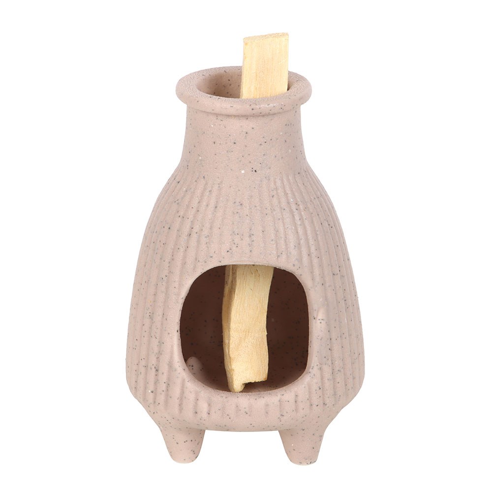 Blush Pink Ribbed Ceramic Palo Santo Burner2