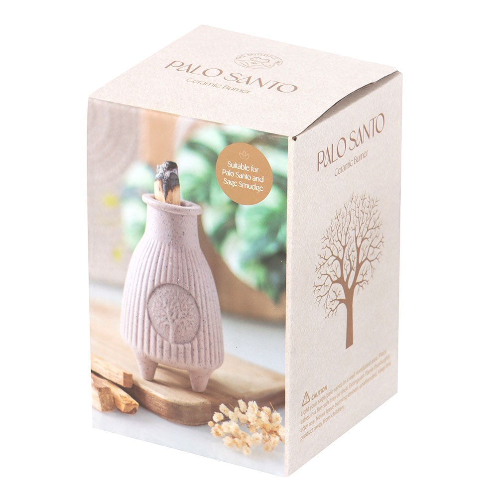 Blush Pink Ribbed Ceramic Palo Santo Burner3