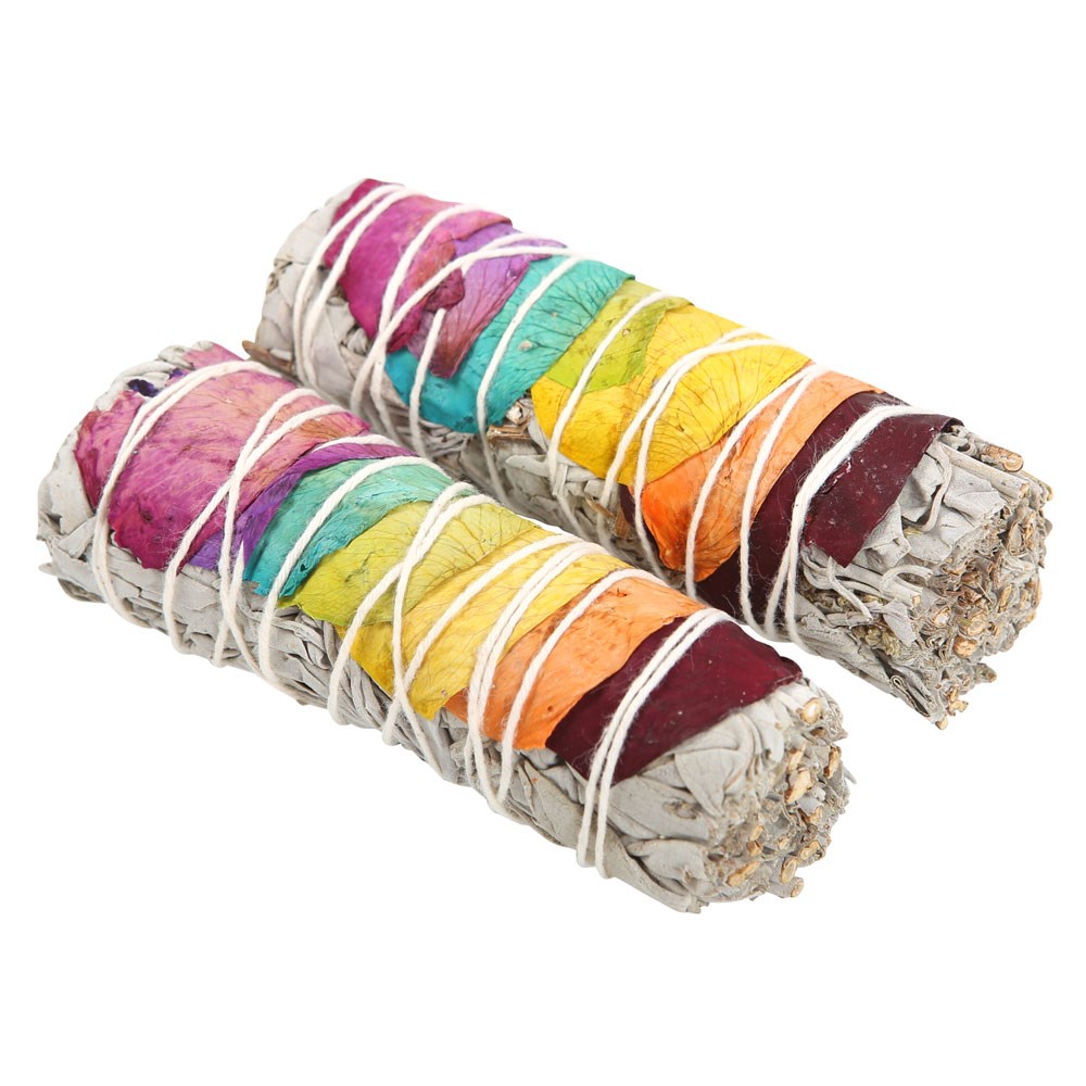Set of 2 Rose Petal White Sage Smudge Wands1
