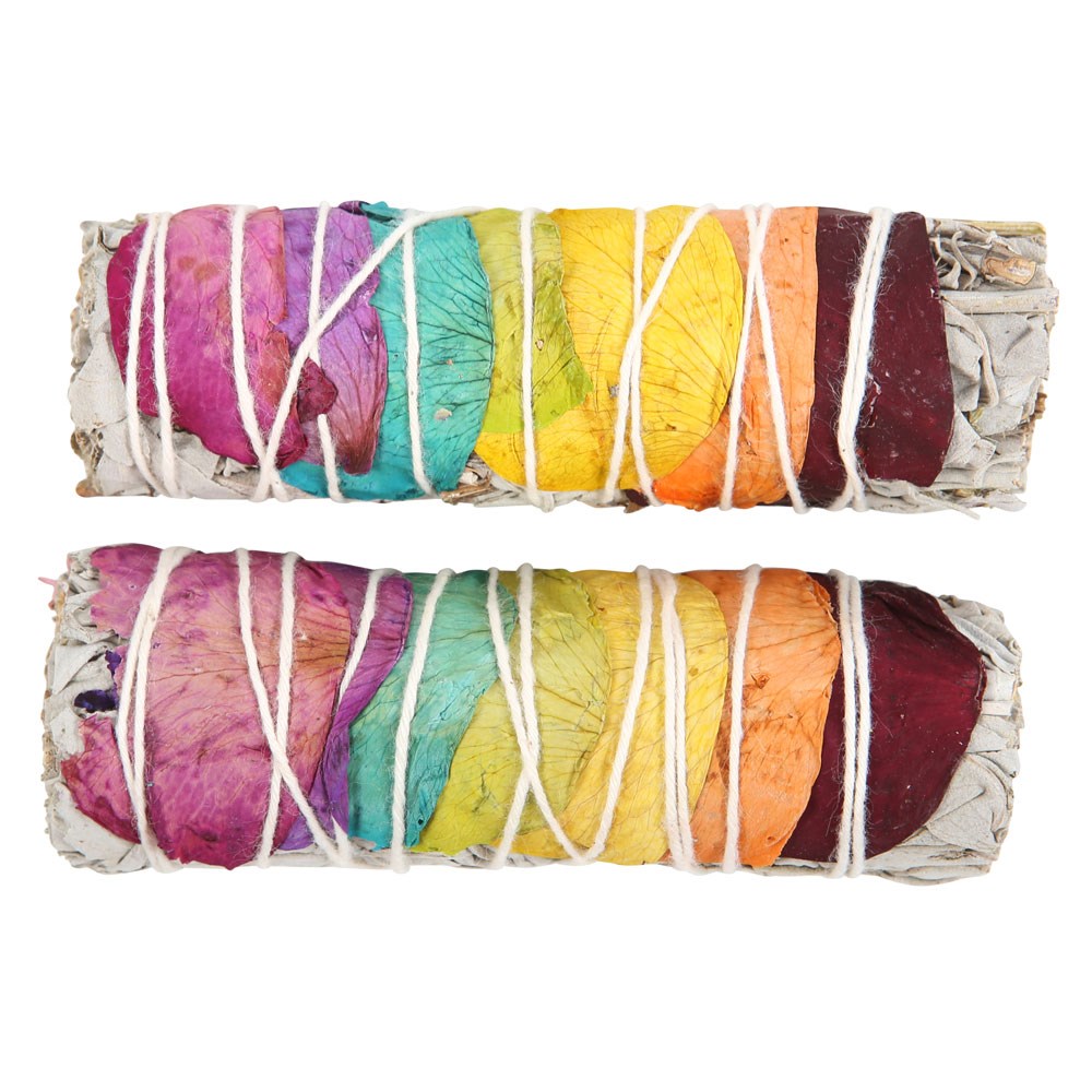 Set of 2 Rose Petal White Sage Smudge Wands3