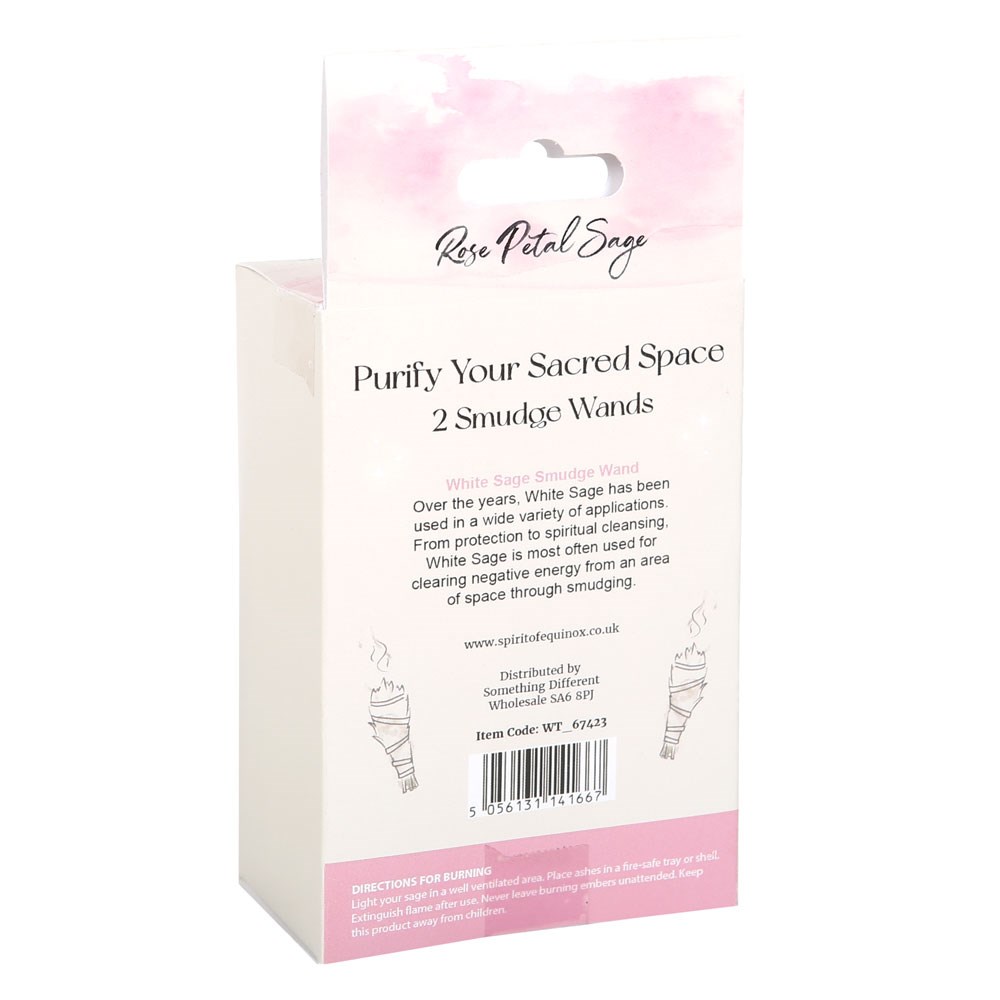 Set of 2 Rose Petal White Sage Smudge Wands4