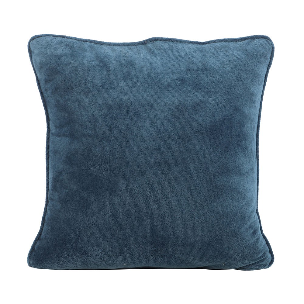 35cm Square Midnight Hare Velvet Cushion - Steel Blue2