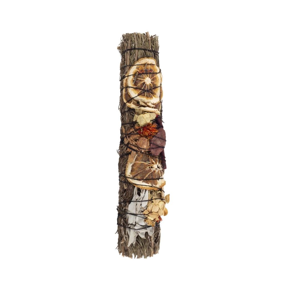 9in Luxury Ritual Wand Smudge Stick with Rosemary, Palo Santo & Red Jasper