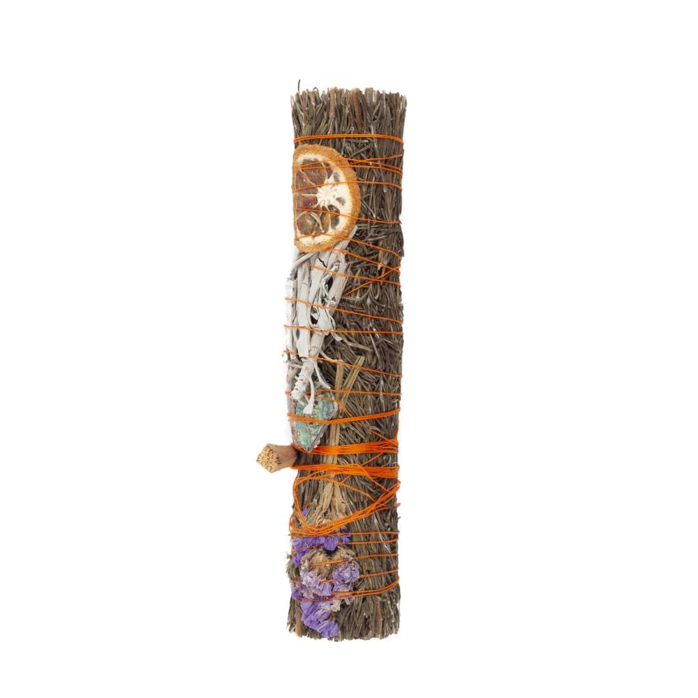 9in Luxury Ritual Wand Smudge Stick: Rosemary, Palo Santo & Aventurine