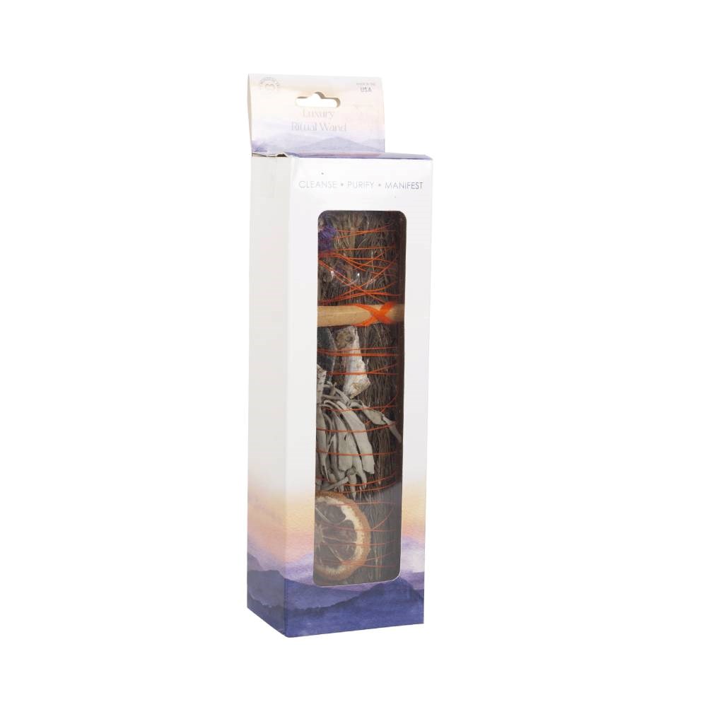 9in Luxury Ritual Wand Smudge Stick: Rosemary, Palo Santo & Aventurine2