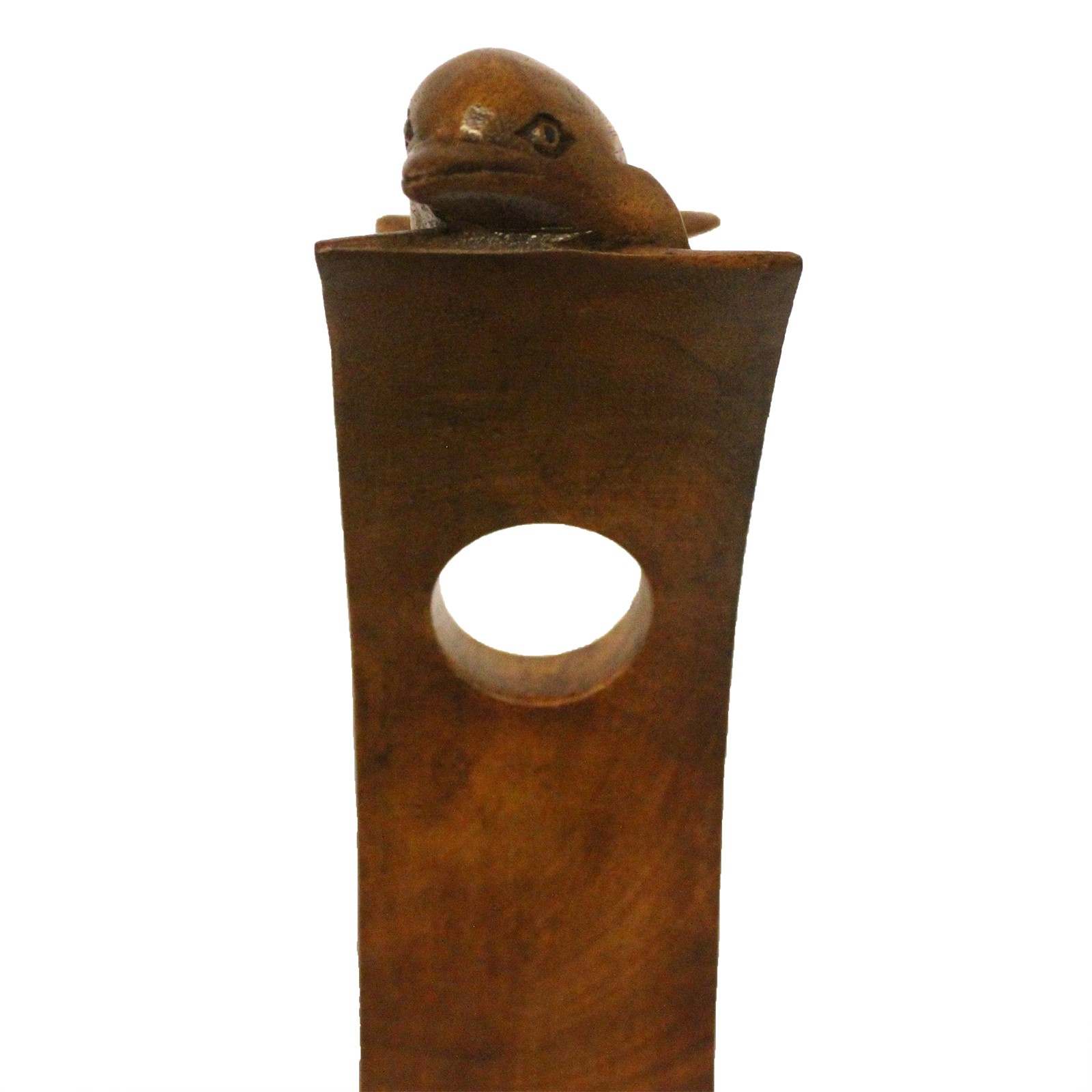 Hand-Carved Suar Wood Balancing Wine Bottle Holder - Dolphin Design3