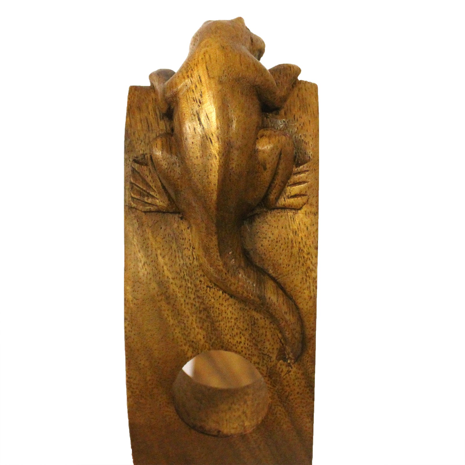Hand-Carved Suar Wood Balancing Wine Bottle Holder - Gecko Design4