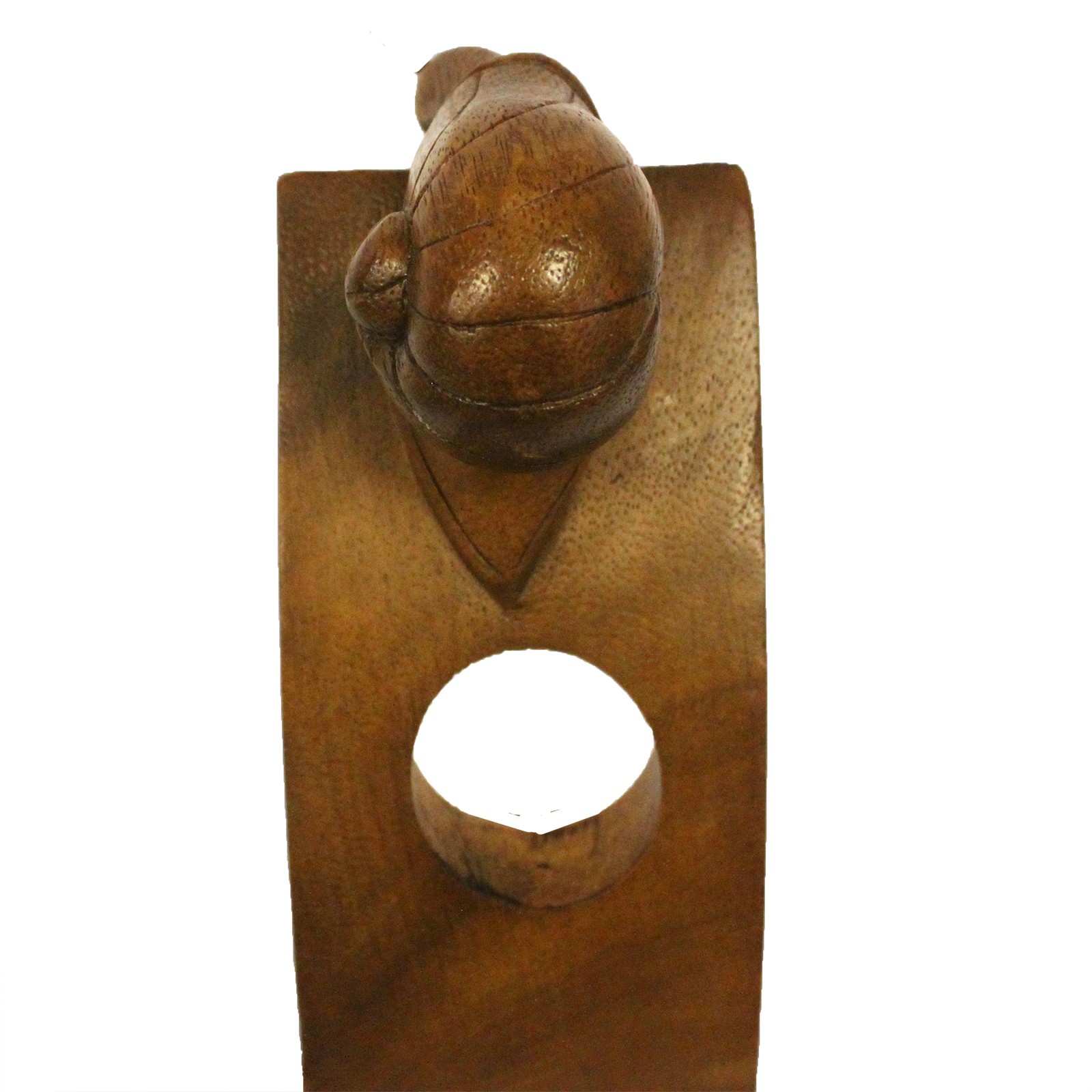 Hand-Carved Suar Wood Balancing Wine Bottle Holder - Snail Design4