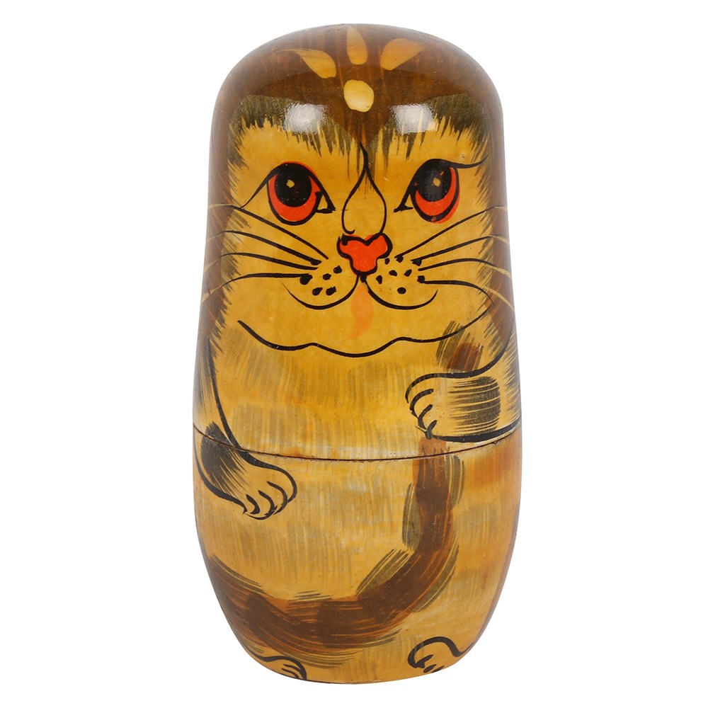 Hand Painted Wooden Cat Russian Nesting Dolls1