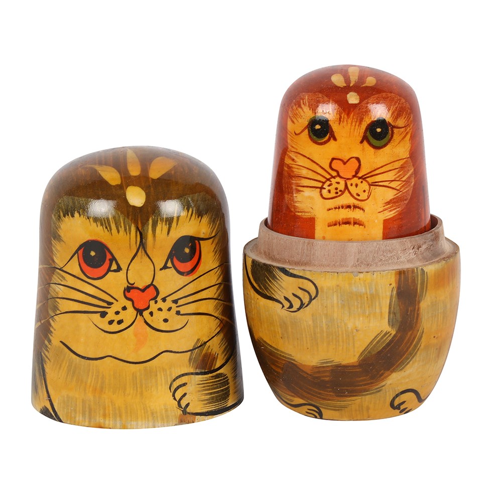 Hand Painted Wooden Cat Russian Nesting Dolls2