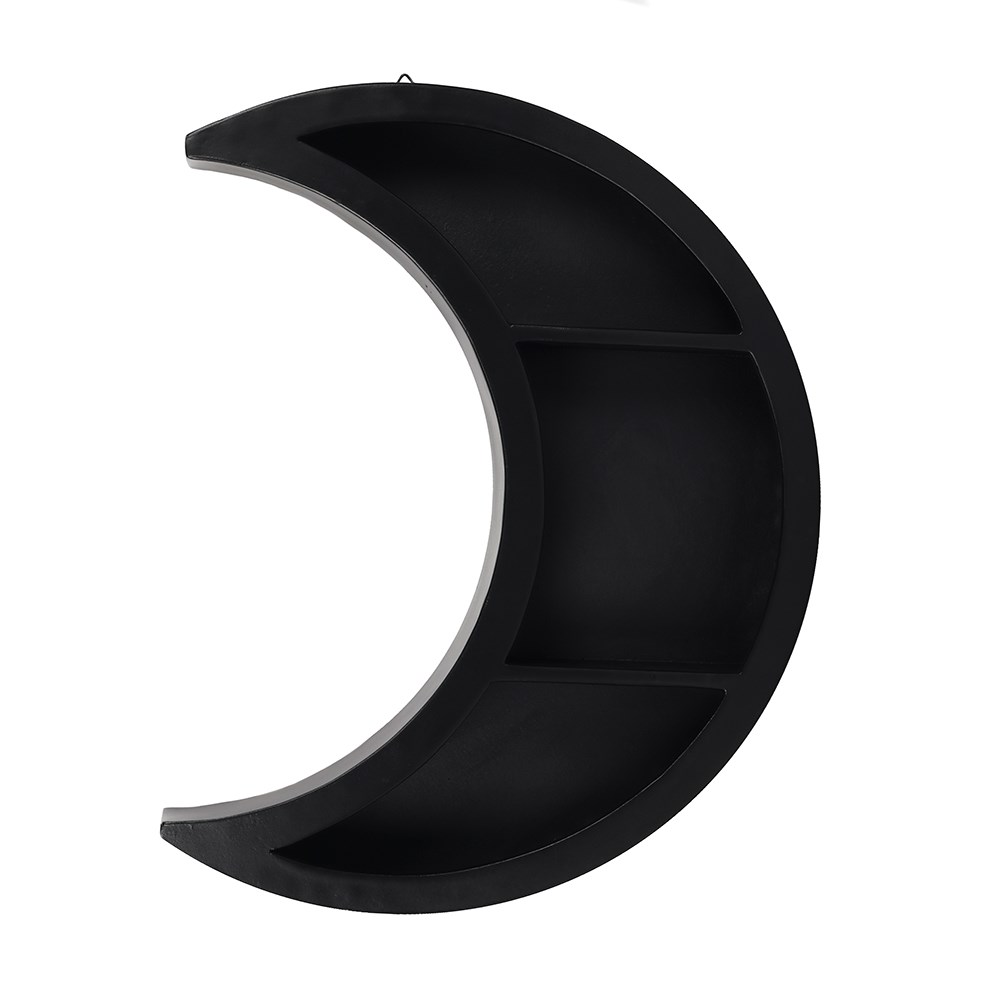 Black Wooden Crescent Moon Wall Shelf