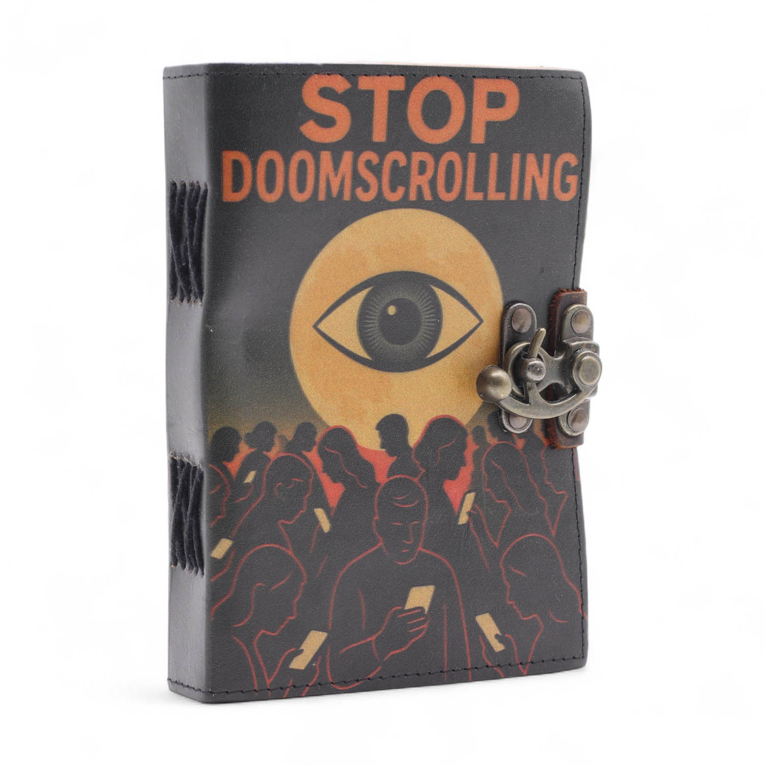 Stop Doomscrolling Leather Notebook & Plain Journal (7x5")