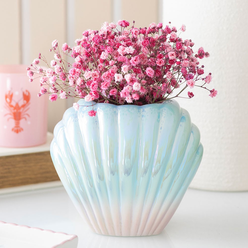 Iridescent Ceramic Shell Flower Vase