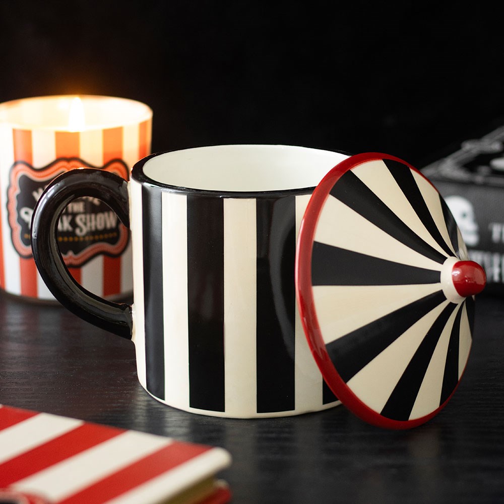 Black Striped Circus Tent Lidded Mug (370ml)4