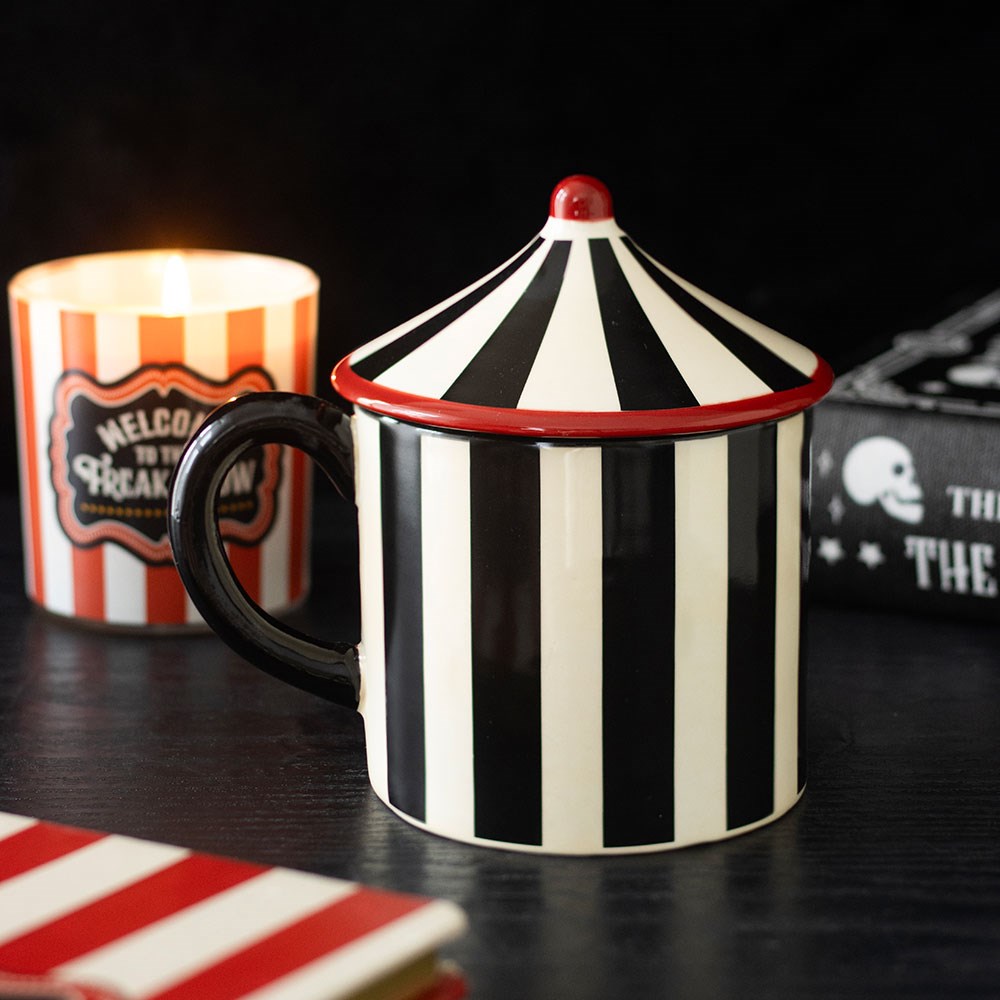 Black Striped Circus Tent Lidded Mug (370ml)5