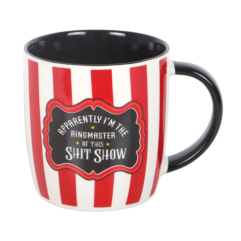 'Ringmaster Of This Sh*t Show' Red Striped Novelty Mug (370ml)2