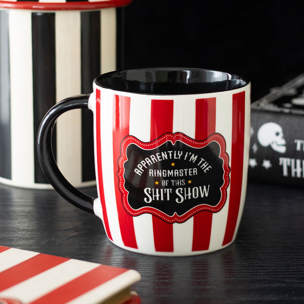 'Ringmaster Of This Sh*t Show' Red Striped Novelty Mug (370ml)3