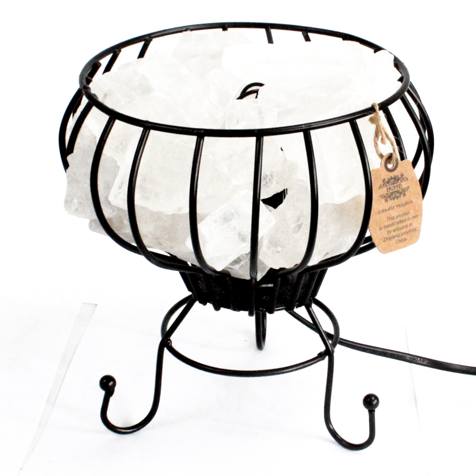 Low Salt Rock Brazier with White Salt Chunks & UK Fitting2