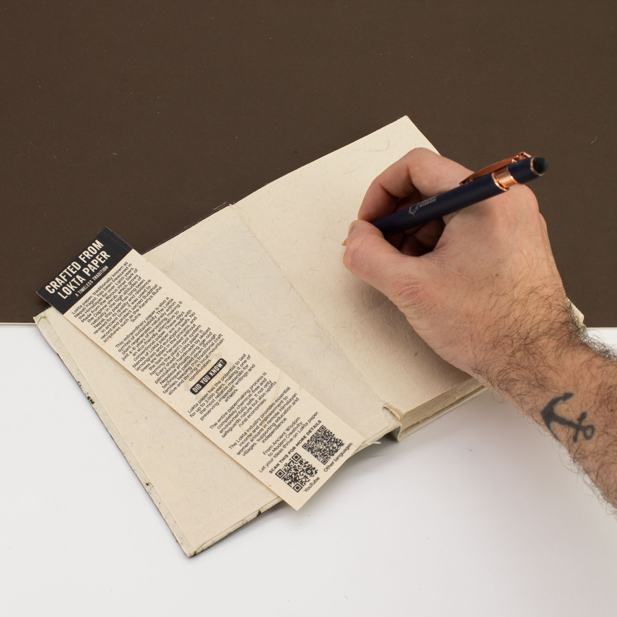 Handmade Lokta Paper Notebook – Traditional Tibetan Prayer Flag (15x12cm)2