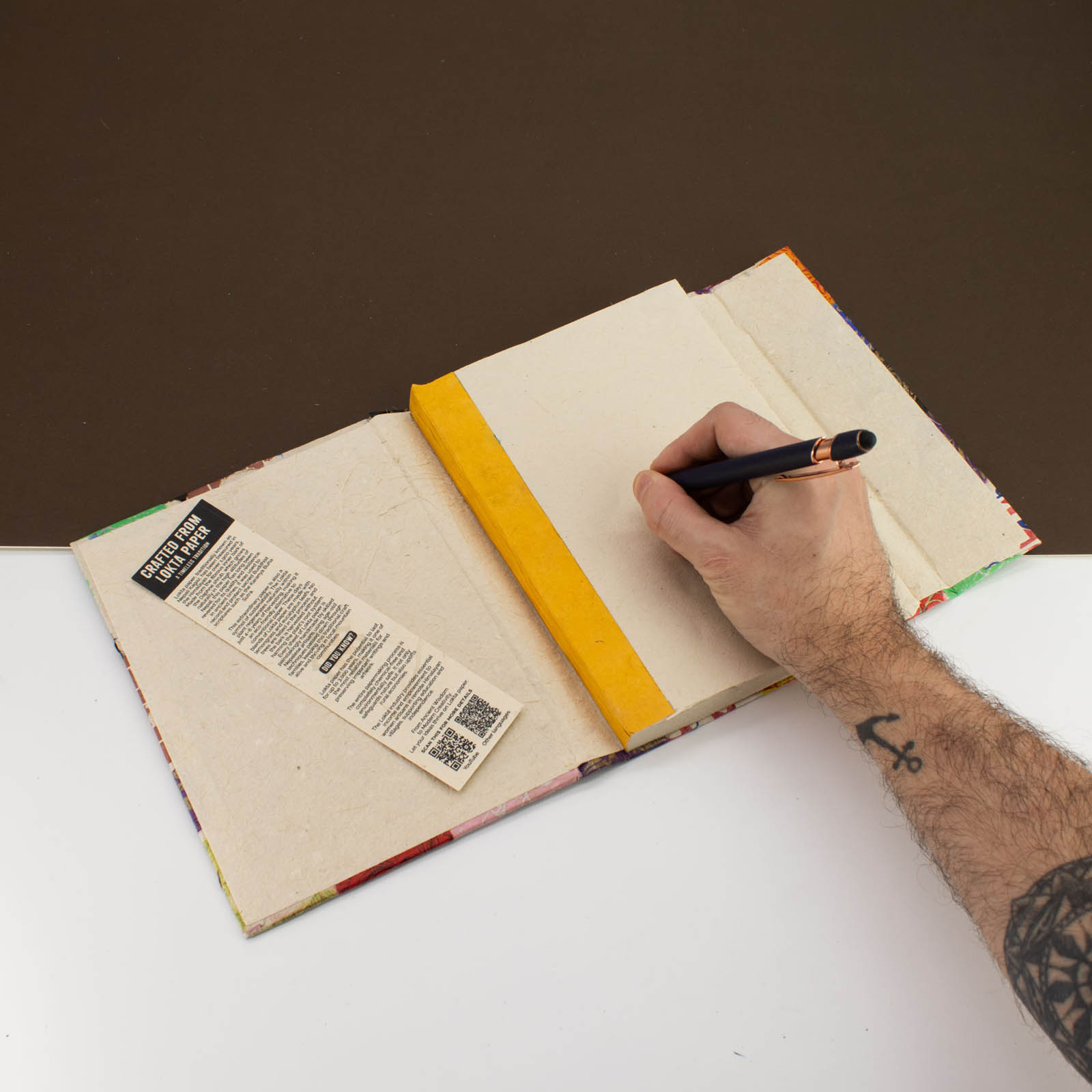 Handmade Lokta Paper Notebook – Multi-Colour Patchwork (21x15cm)2