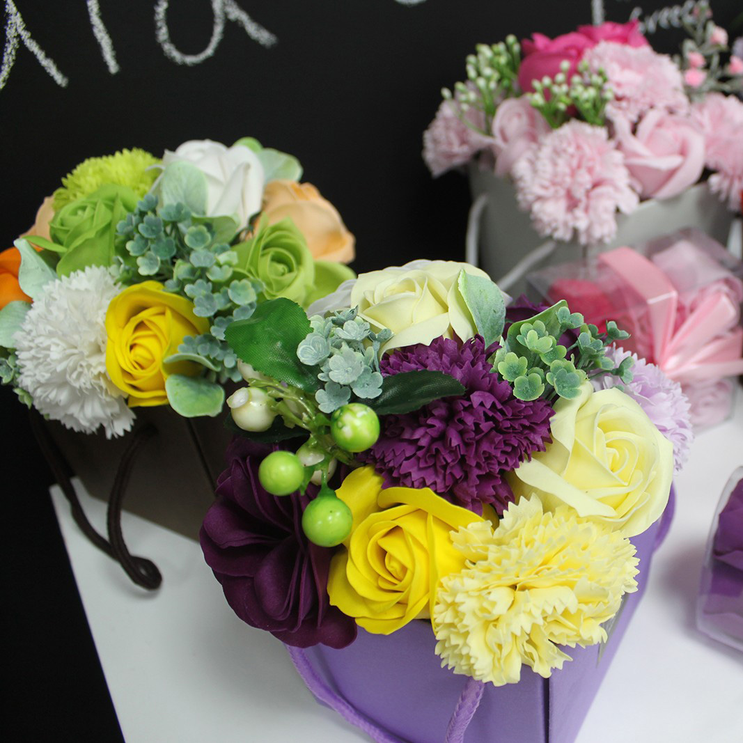 Spring Flowers Soap Flower Bouquet in Gift Box1