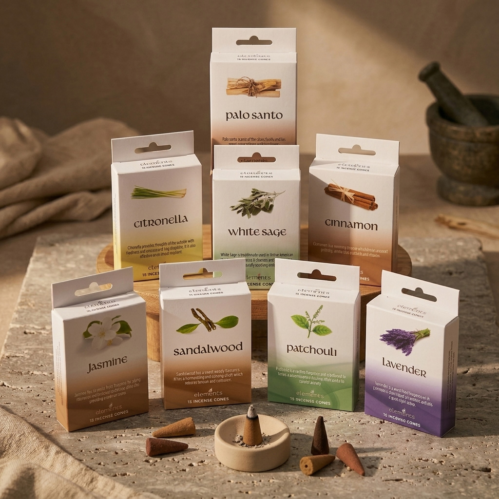 Elements Jasmine Incense Cones - Set of 12 Packets2