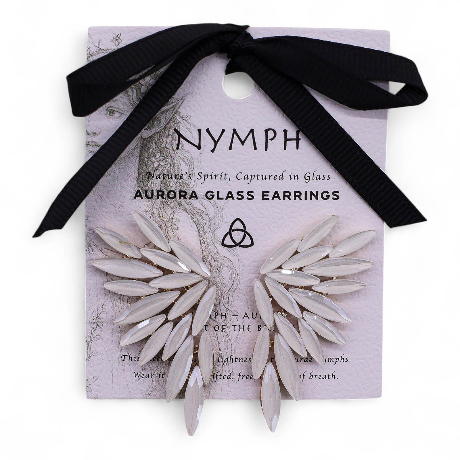 Nymph Aurora Angel Wings Glass Earrings – Pearl1