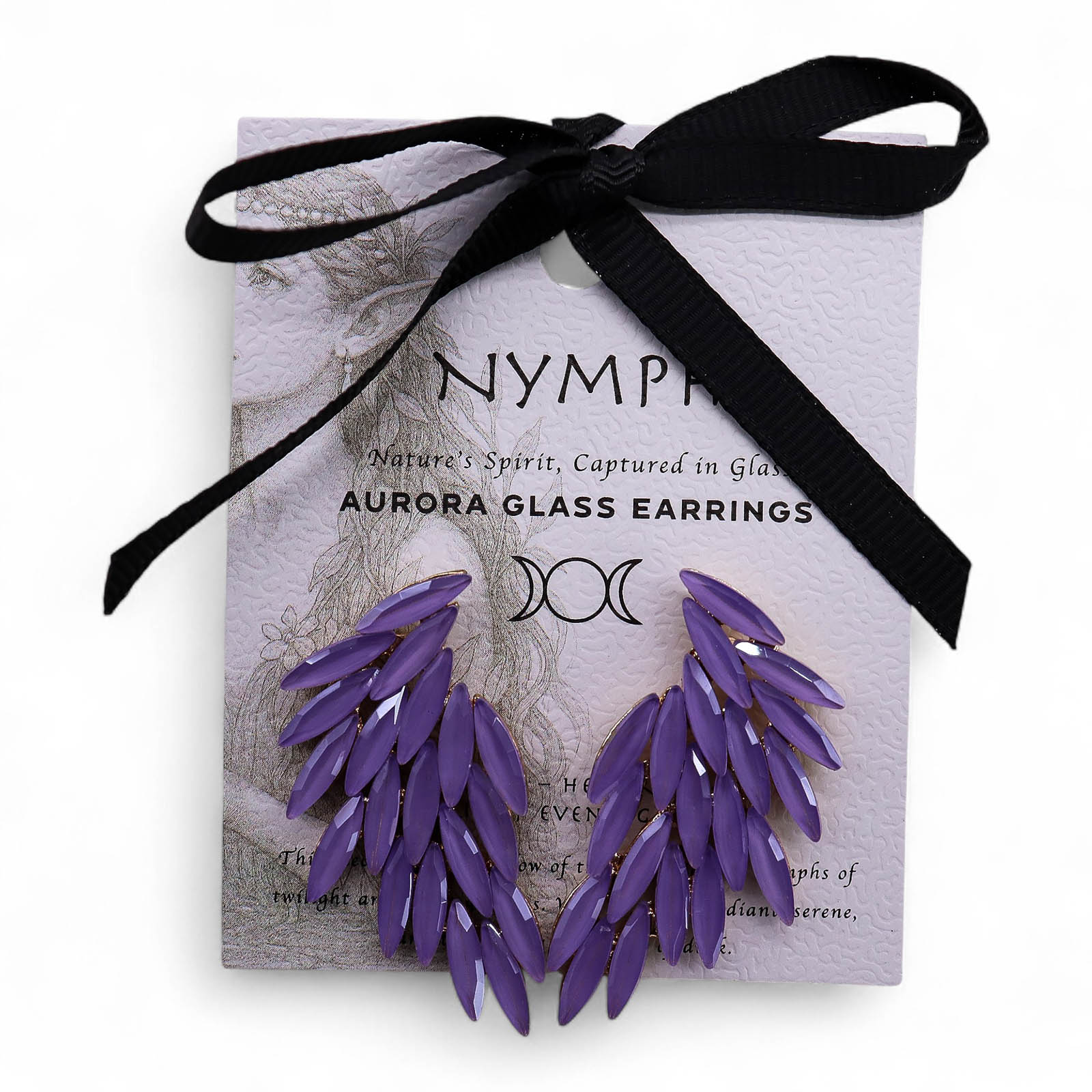 Nymph Aurora Angel Wings Glass Earrings - Lavender1