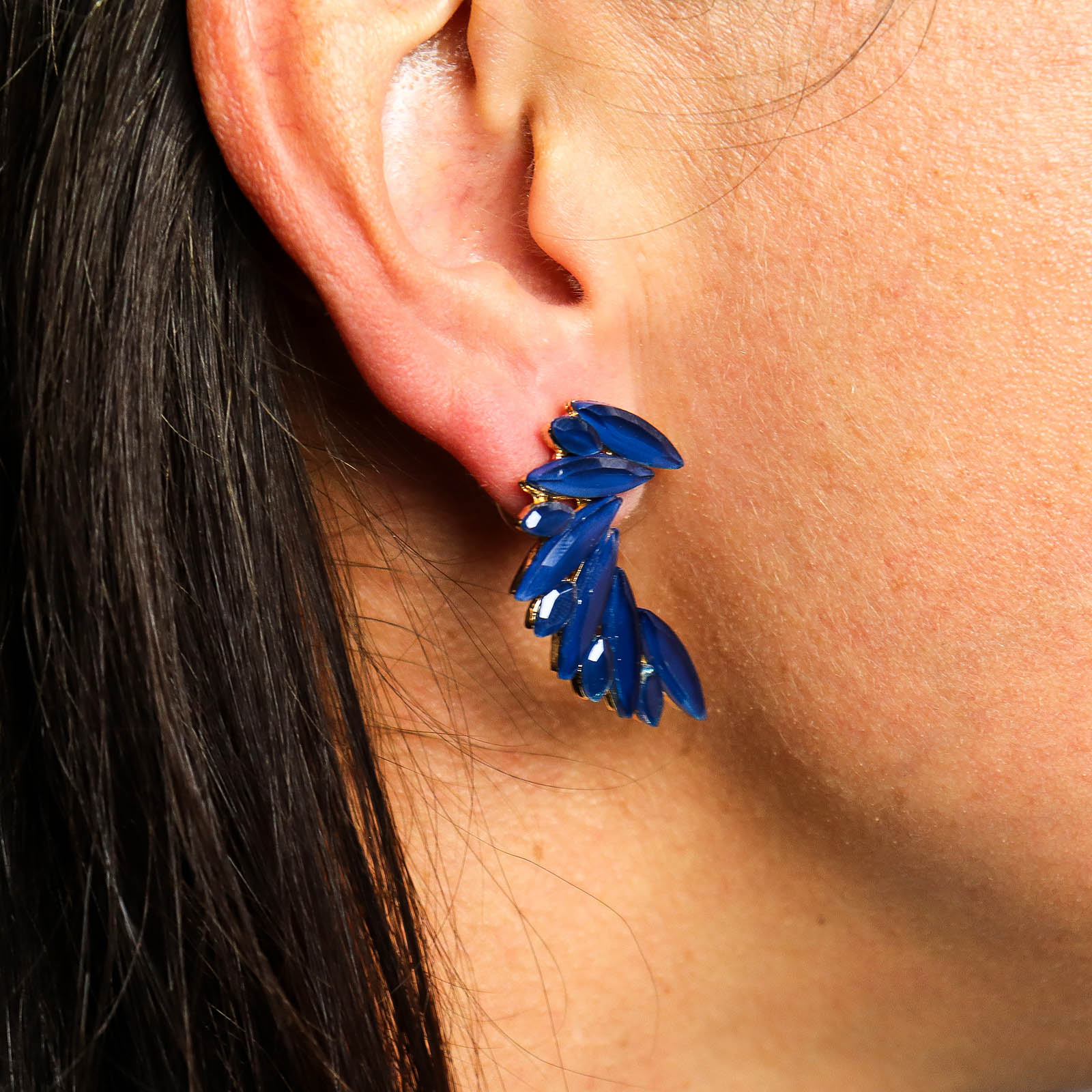 Nymph Aurora Angel Wings Glass Earrings - Royal Blue2