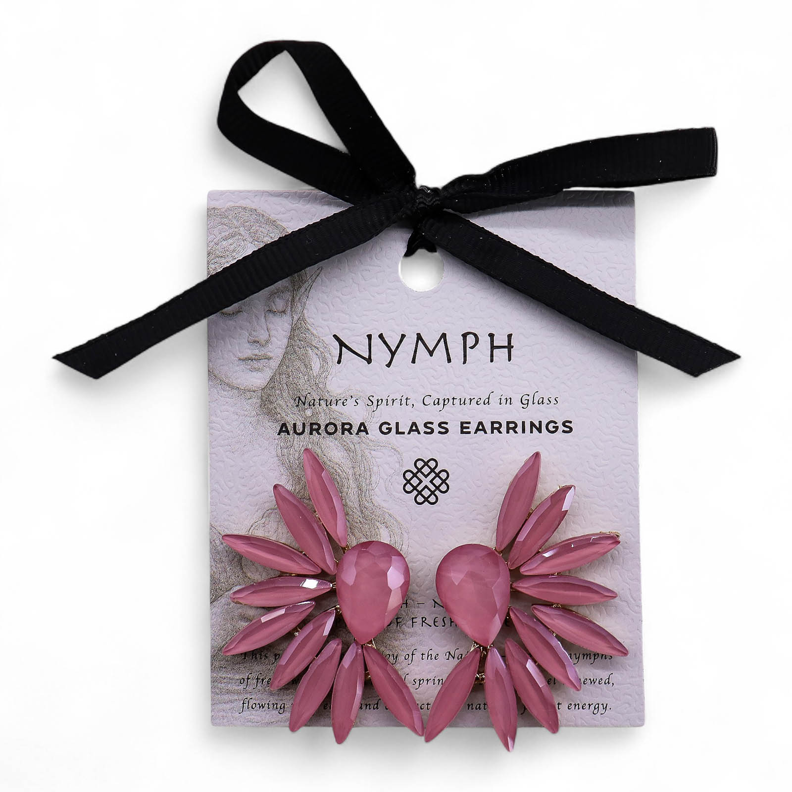 Nymph Aurora Angel Wings Glass Earrings - Rose Quartz1