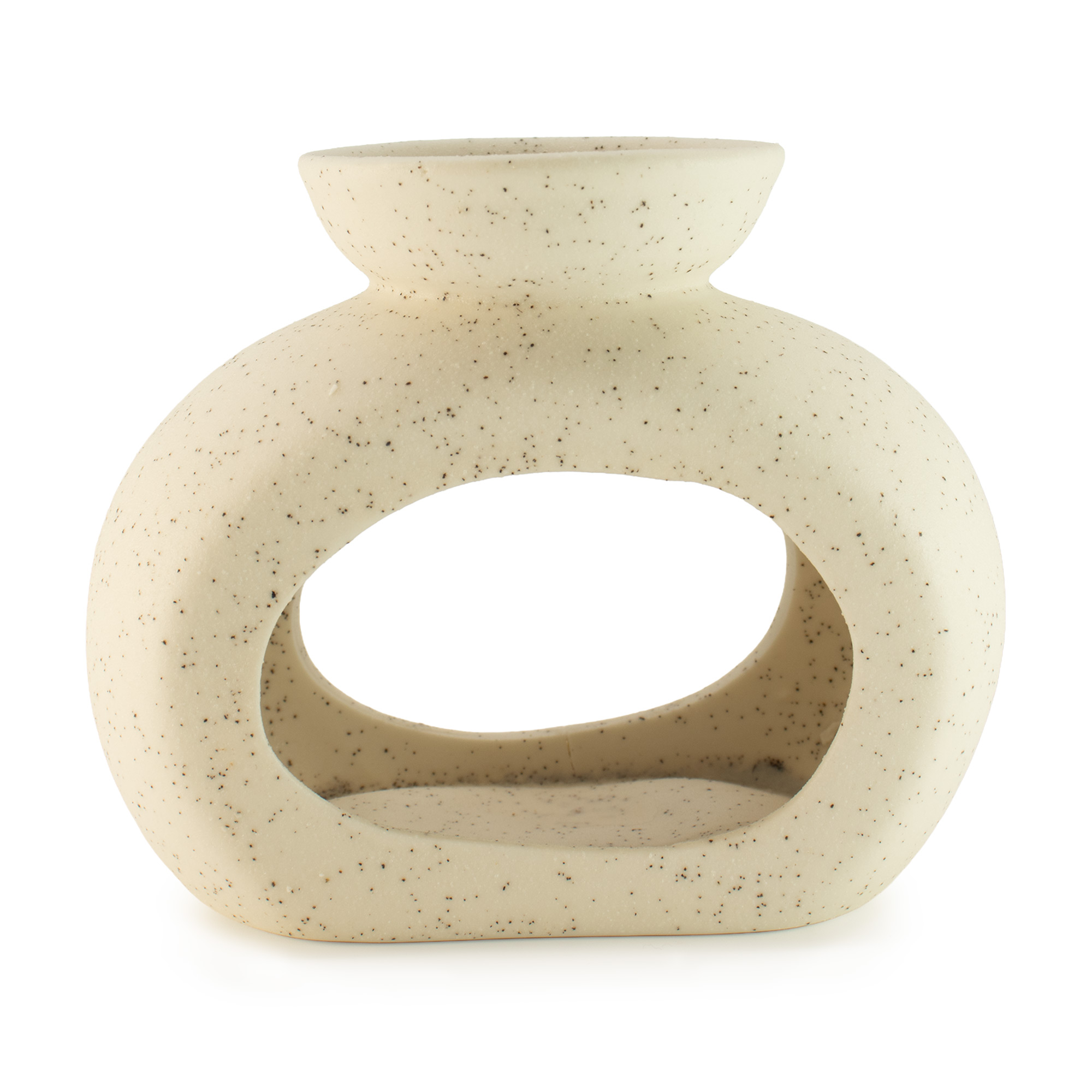 Oval Speckled Off-White Zen Ceramic Oil Burner & Wax Melt Warmer
