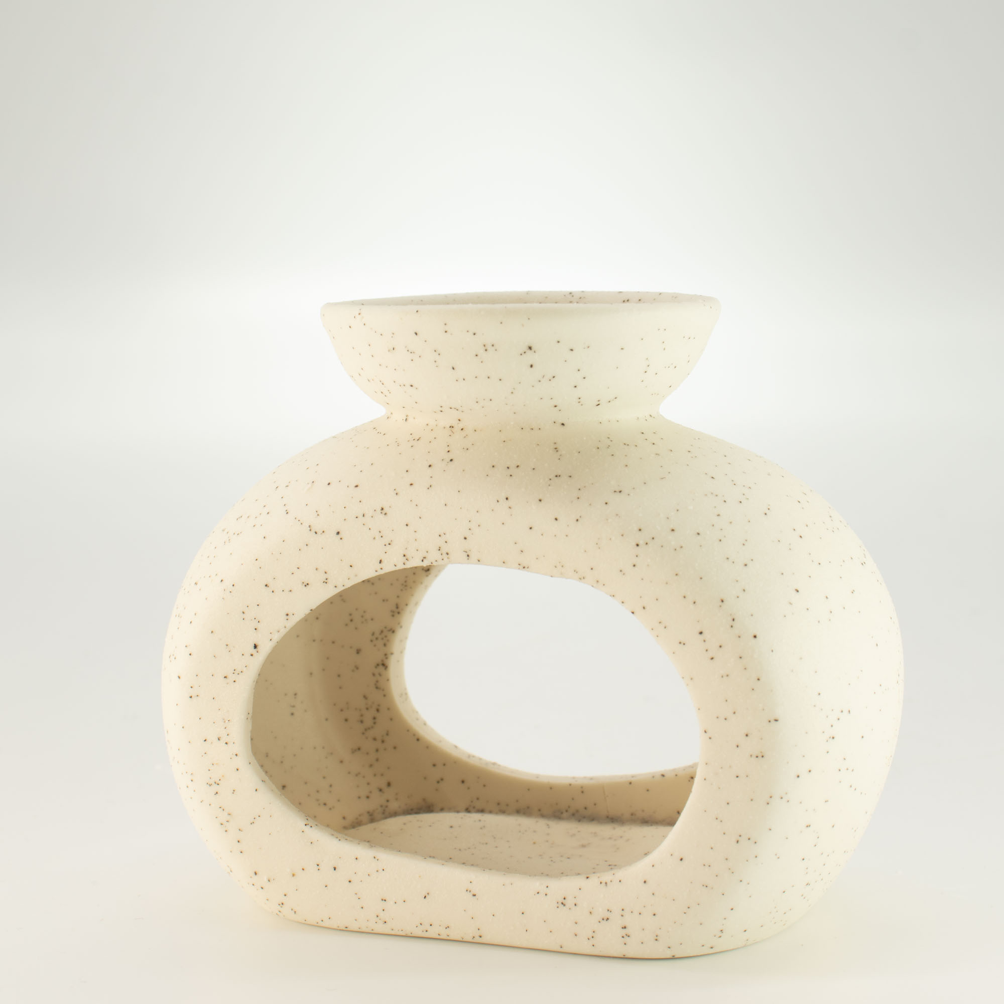 Oval Speckled Off-White Zen Ceramic Oil Burner & Wax Melt Warmer1