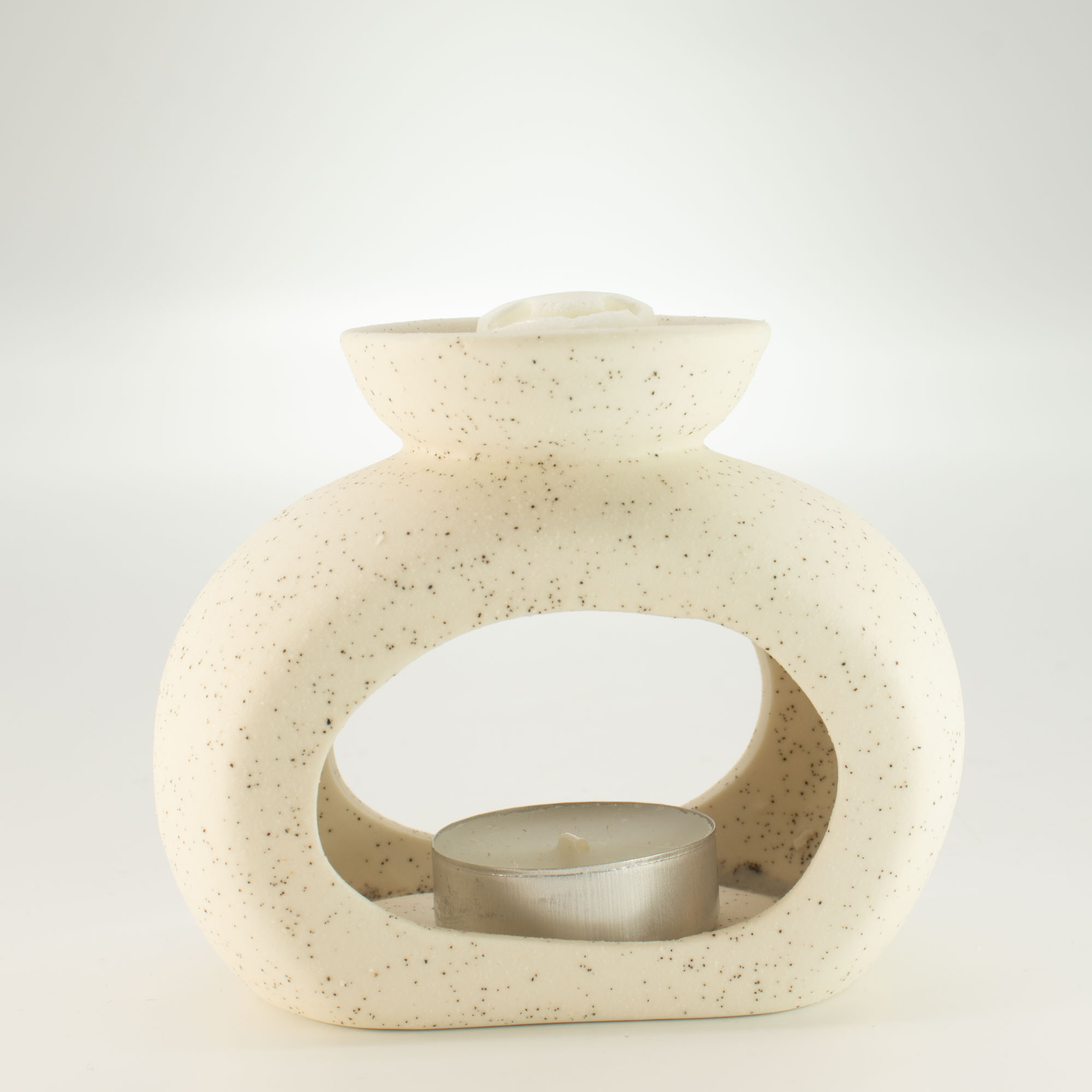 Oval Speckled Off-White Zen Ceramic Oil Burner & Wax Melt Warmer2