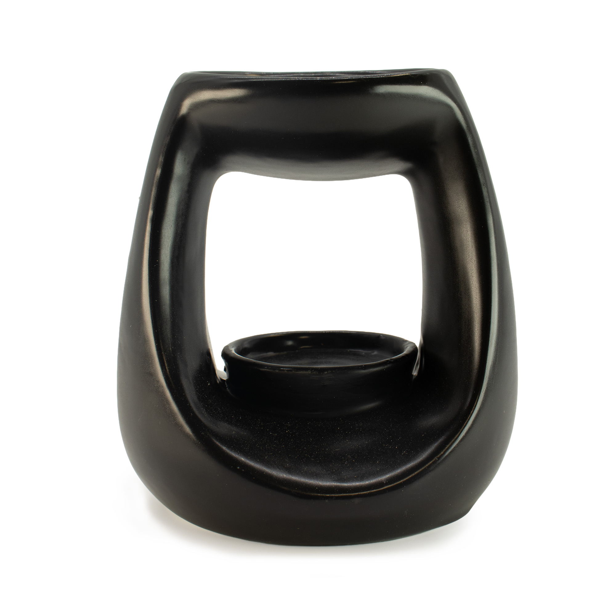 Large Matt Black Oval Pebble Zen Ceramic Oil Burner & Wax Melt Warmer