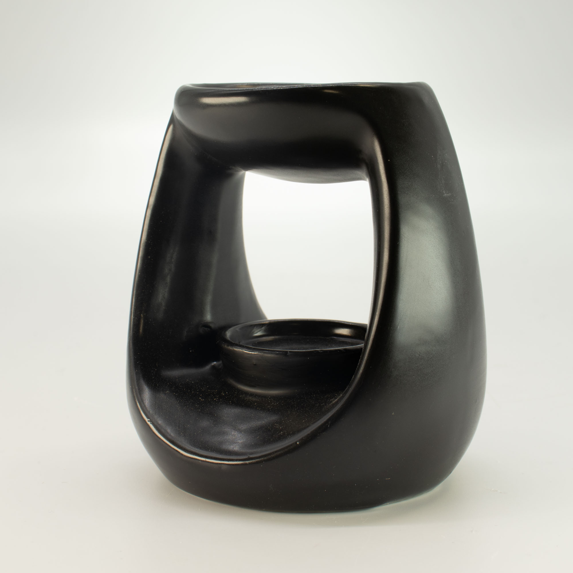 Large Matt Black Oval Pebble Zen Ceramic Oil Burner & Wax Melt Warmer1