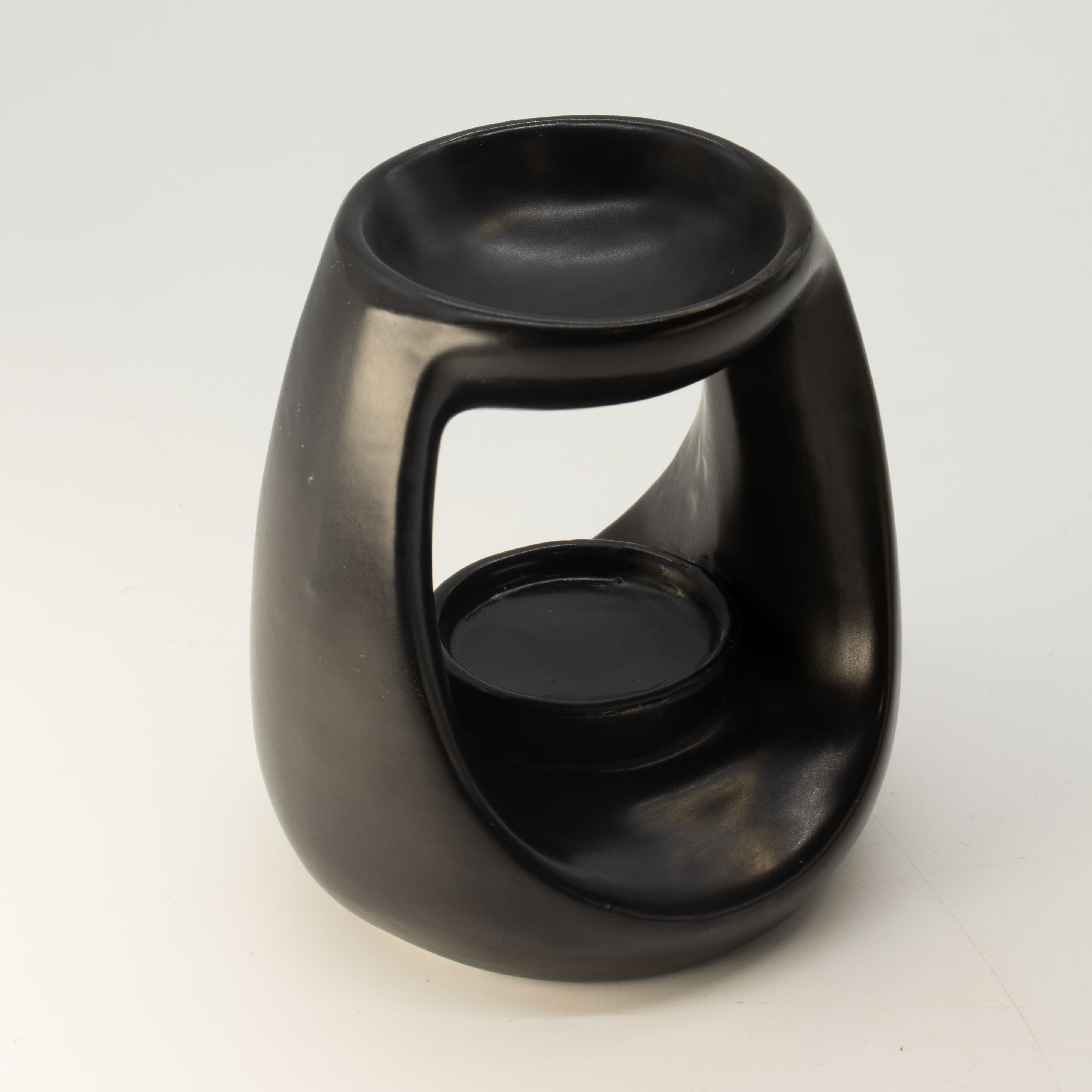 Large Matt Black Oval Pebble Zen Ceramic Oil Burner & Wax Melt Warmer2