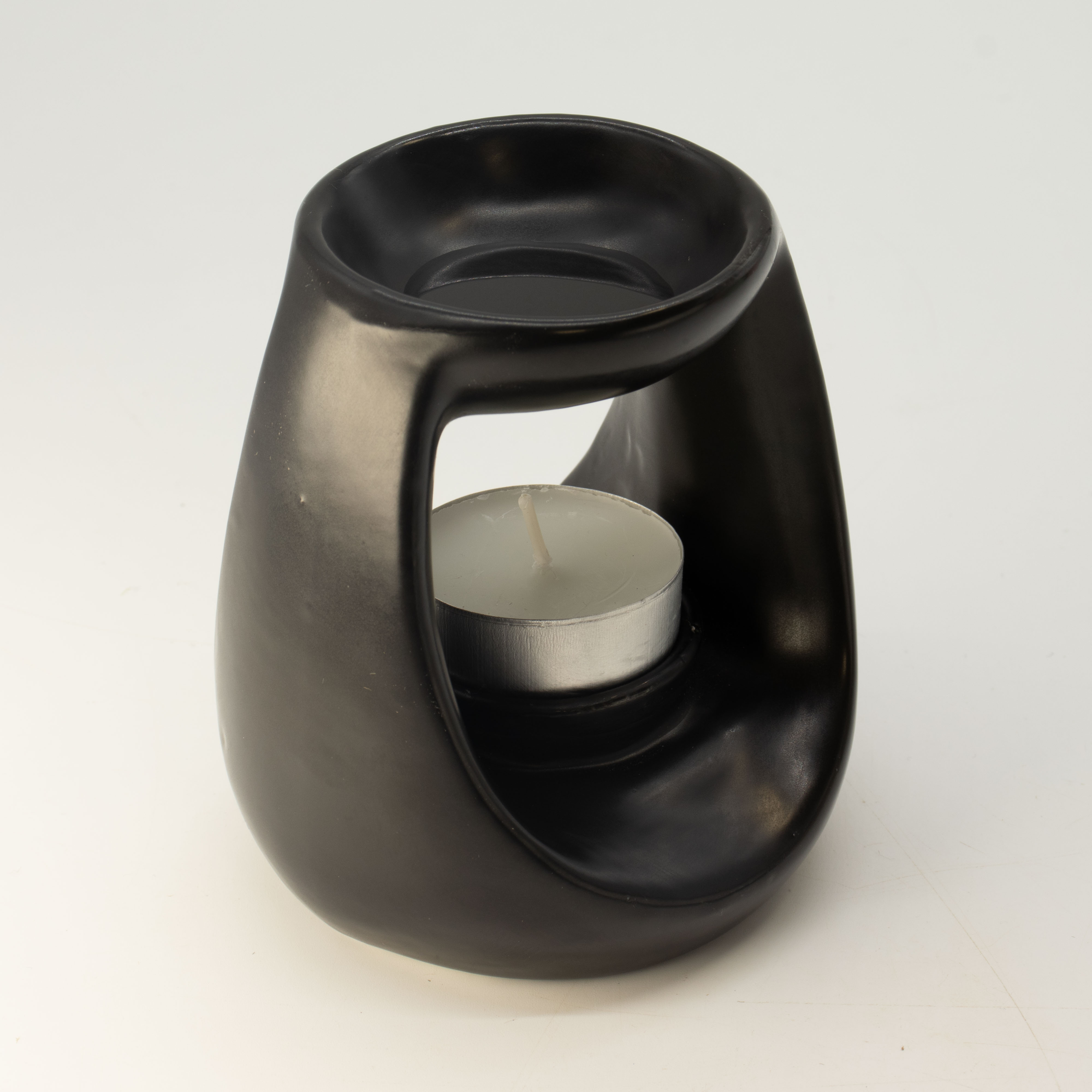 Large Matt Black Oval Pebble Zen Ceramic Oil Burner & Wax Melt Warmer3