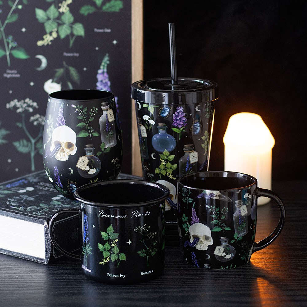 Venom & Vines Gothic Skull Print Reusable Tumbler with Straw - 550ml4